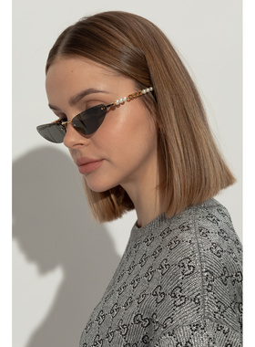 GUCCI 女士太阳镜 820293I33308012 AW2025 金色 猫眼框太阳镜
