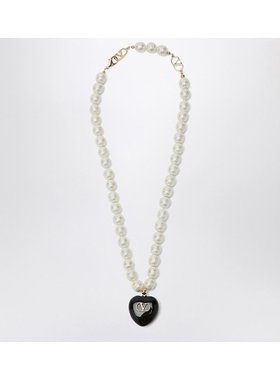 1h可退 潮奢 valentino 华伦天奴 女士 COEUR ROYAL 黑色珍珠项链
