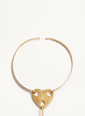 VALENTINO 女士项链 WJ0BN6YCW3ND SS2026 金色书页吊坠 水晶项链