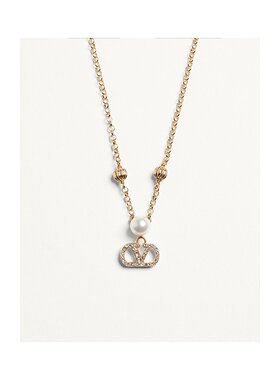 VALENTINO 女士项链 WJ0BI3QVSCNP SS2025 金色珍珠 水晶吊坠项链