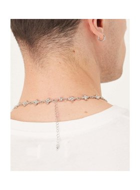 1h可退 潮奢 ASOS 男士 puff 设计十字架链环项链(银色)配饰