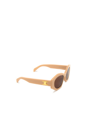 CELINE 女士眼镜 CL40238UBEIGE SS2023 棕色 粗边框多边形太阳镜