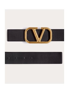 奢淘 Valentino 黑色V 字扣环腰带 男 UY2T0Q87ECU【付后1h可退】
