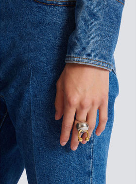 奢淘 Balmain 带穿孔的球形戒指 女 GN1XR580MBSB配饰