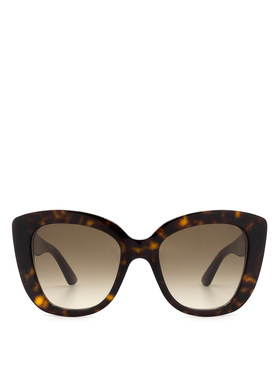 GUCCI 女士眼镜 GG0327S002 SS2025 棕色 Tortoiseshell acetate