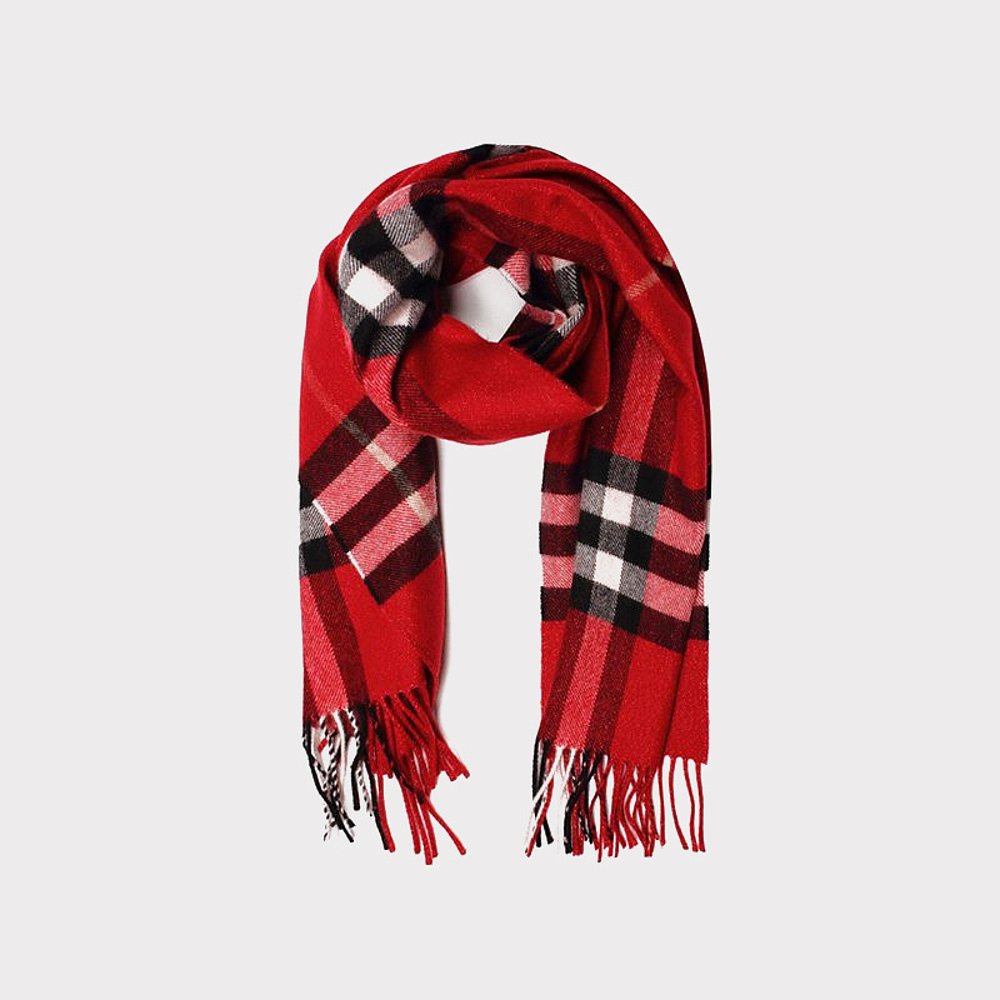 BURBERRY 女士围巾 3955674 红色 Check Scarf - 图2