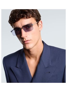 1h可退 潮奢 Fendi 芬迪 男士 天蓝色矩形太阳眼镜