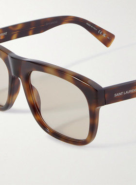1h可退 潮奢 Saint Laurent 圣罗兰 男士 方形框龟甲色醋纤太阳眼