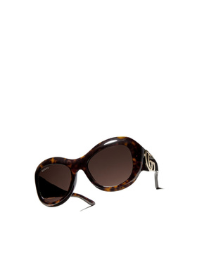 GUCCI 女士眼镜 A0072YJ07402323 AW2026 棕色 圆形镜框太阳镜