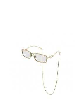 GUCCI 女士眼镜 GG1568S002 SS2025 白色 长方形太阳镜古驰