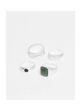 1h可退 潮奢 ASOS 男士 moss and ss 设计4件套粗框风格半宝石黑