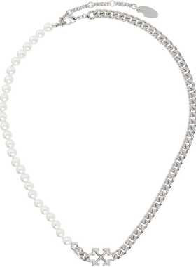 off-white 男士 Arrow Faux-Pearl Chain 项链 OMOB167S26MET001
