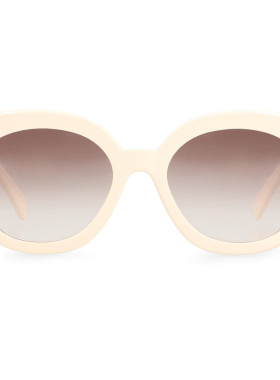 1h可退 CELINE 女士太阳镜 4S295CPLB01AV AW2024 米白色 Cat-eye