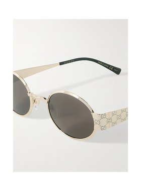 1h可退 潮奢 Gucci 古驰 男士 金色 ssima Metal Round 太阳镜 GG