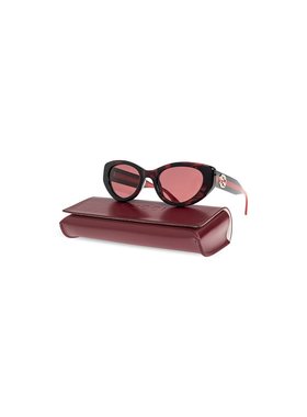 GUCCI 女士眼镜 819569J07402360 SS2025 古驰红色猫眼框 太阳镜