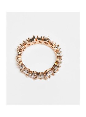 1h可退 潮奢 ASOS 女士 水晶设计色调戒指(金色)