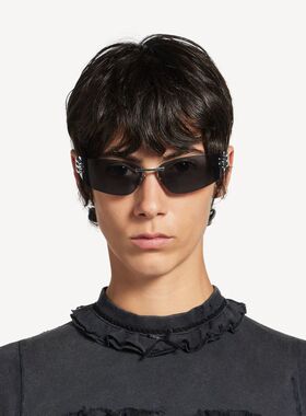 Balenciaga 巴黎世家 男士 银色 Gossip D-Frame 太阳镜 BB0484S0