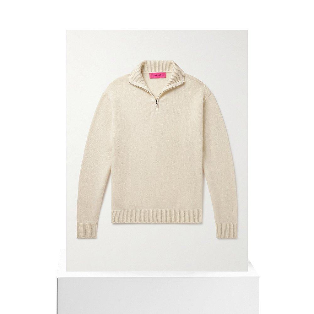 1h可退 潮奢 The Elder Statesman 男士 羊绒半拉链毛衣 22042310 - 图3