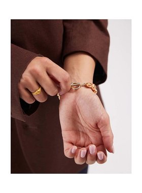 1h可退 潮奢 ASOS 女士 设计T带人造珍珠色调手链(金色)配饰