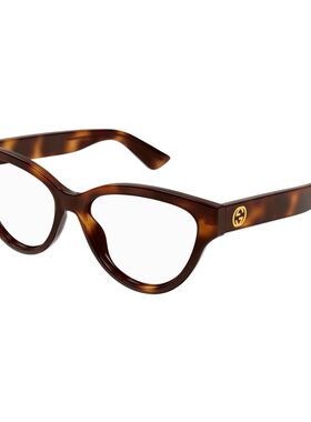 GUCCI 女士眼镜 GG1581O002 CO 古驰 棕色几何平光镜配饰