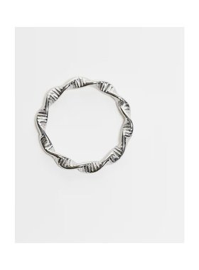 1h可退 潮奢 ASOS 男士 设计防水不锈钢扭曲绳纹戒指(银色)配饰