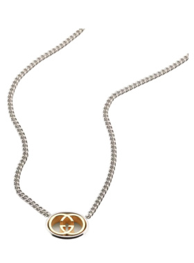 GUCCI 女士项链 A0004RIAAHC8160 AW2026 银色 互扣式吊坠项链