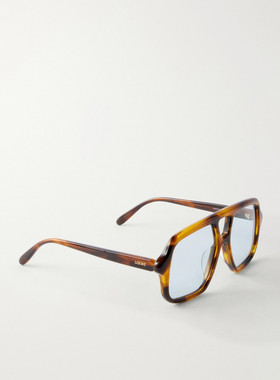 LOEWE 罗意威 女士 窄款浅飞行员龟甲色醋纤太阳眼镜 LW40161U52V