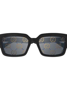 1h可退 GUCCI 男士太阳镜 GG1543S001 SS2025 黑色 几何框太阳镜