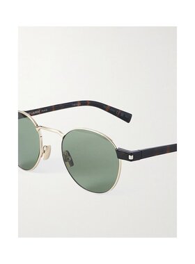 1h可退 潮奢 Saint Laurent 圣罗兰 男士 圆框镀金龟甲色醋纤太阳