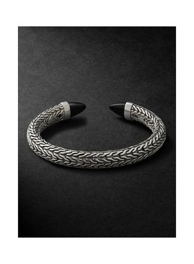 1h可退 潮奢 John Hardy 男士 50 Flex 矛形纯银玛瑙手镯 CBS9879