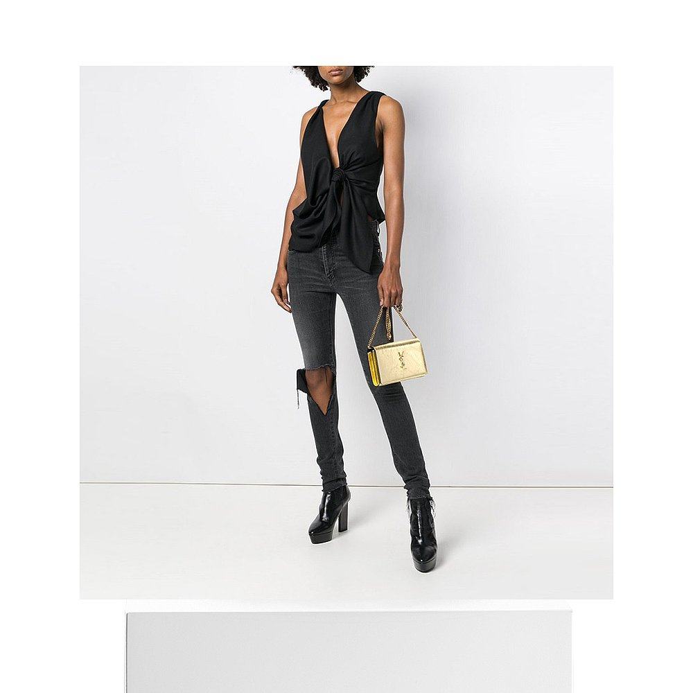 香港直邮圣罗兰女士金色皮革斜挎包 天猫国际香港直购女士包袋