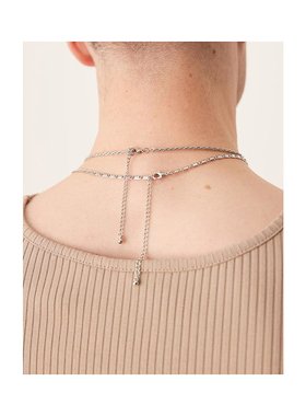 1h可退 潮奢 ASOS 男士 设计混合链条项链(2件套)(银色)