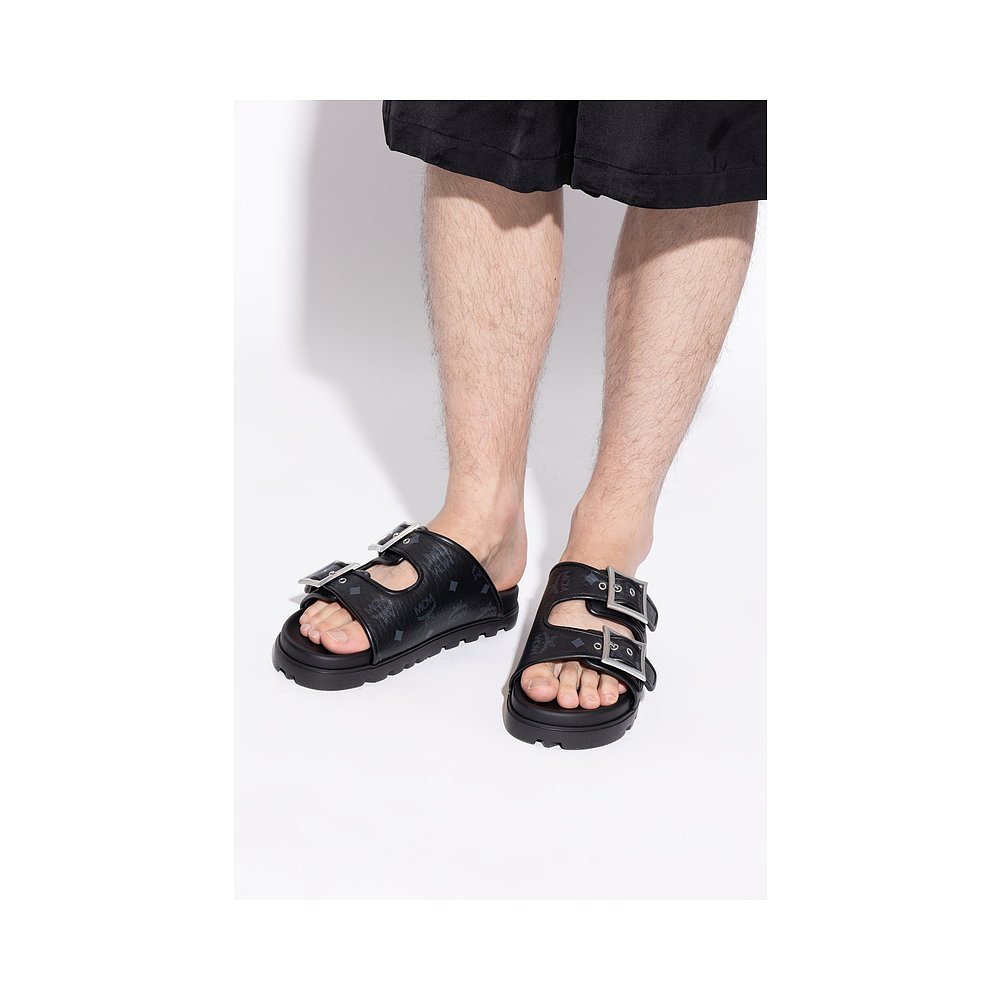1h可退 MCM 男士凉鞋 MEXFSMM020BK SS2026 黑色 Flip-flops with - 图0