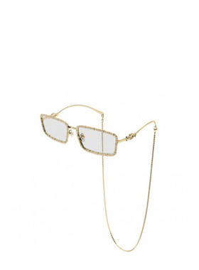 GUCCI 女士眼镜 GG1568S002 SS2025 白色 长方形太阳镜古驰