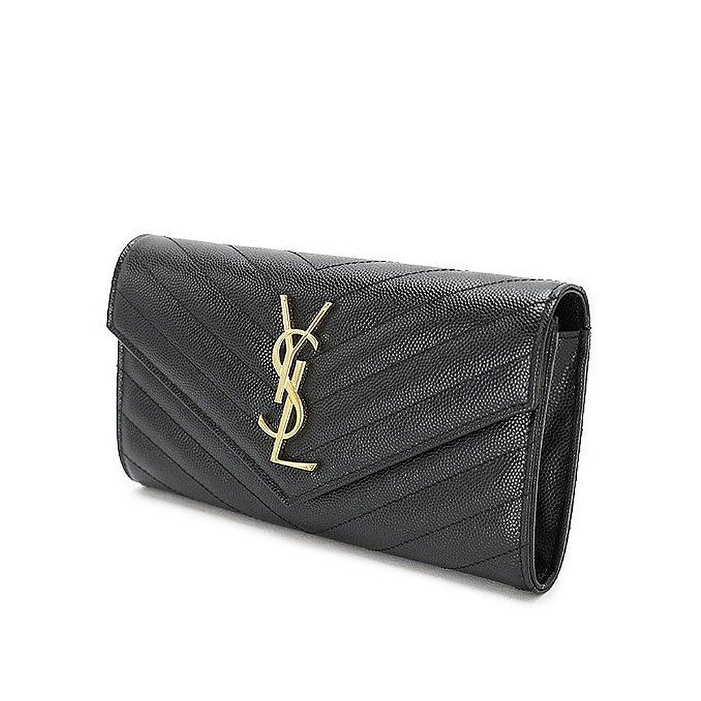 香港直邮圣罗兰女士黑色长款钱包 天猫国际香港直购女士包袋
