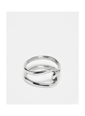 1h可退 潮奢 ASOS 男士 intertwined 设计防水不锈钢戒指(银色)