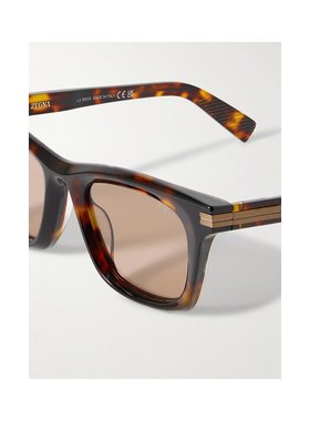 1h可退 潮奢 zegna 杰尼亚 男士 方形框龟甲色醋纤太阳眼镜 EZ027