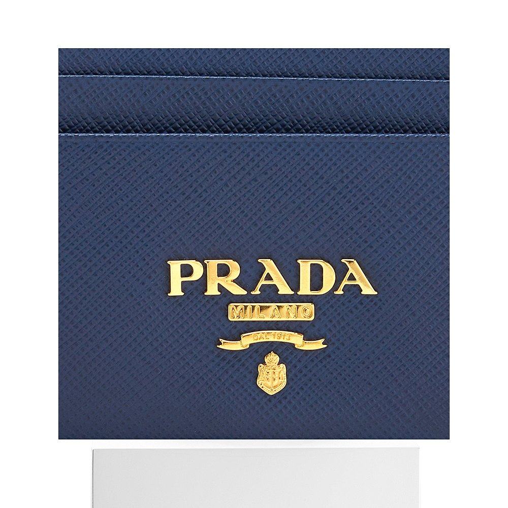 香港直邮prada蓝色女士皮革钱包 天猫国际香港直购钱包