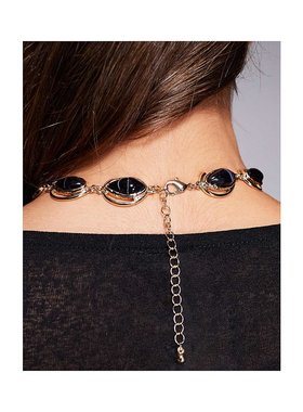 1h可退 潮奢 ASOS 女士 setting 设计短款海军蓝人造半宝石色调项