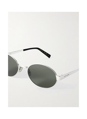 1h可退 潮奢 Saint Laurent 圣罗兰 男士 椭圆框镀银太阳眼镜 SL6