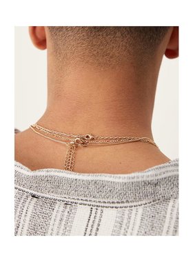 1h可退 潮奢 ASOS 男士 festival 设计半宝石吊坠项链(三件套)(金