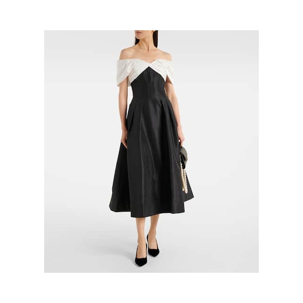 1h可退 潮奢 REBECCA VALLANCE 女士 Eliza 露肩中长连衣裙 - 图0