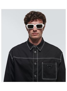 1h可退 潮奢 Prada 普拉达 男士 矩形太阳眼镜 white白色 舒适时