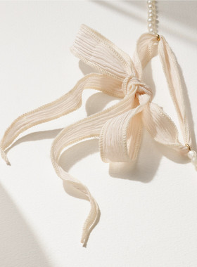 潮奢 MIZUKI 女士 14K 金,真丝珍珠项链 SBN327White