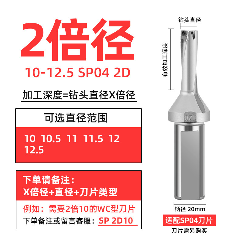 小直径U钻SO型内冷2D10-4D13.暴力钻数控车床平底小u钻快速钻喷水 - 图1