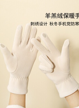 德国冬季加绒触屏摩托手套女