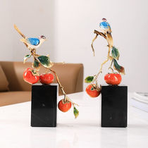 Zunaire New Chinese enamel Enamel Color Pendulum office Desktop Living room Handicraft Light Lavish persimmon Wine Cabinet Jo