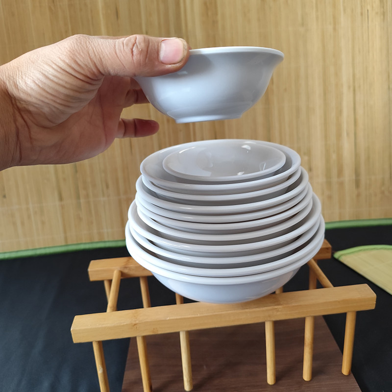 粥碗仿瓷碗塑料反口碗豆浆碗馄饨米线碗米饭稀饭碗餐饮店商用白碗