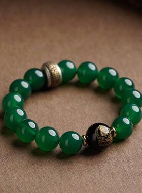 天然绿玛瑙手链水晶本命佛守护神手串男女本命年护身转运情侣款