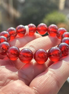 橙红石榴石手链女正品酒红紫牙乌一物一图 收藏级本命年生日礼物
